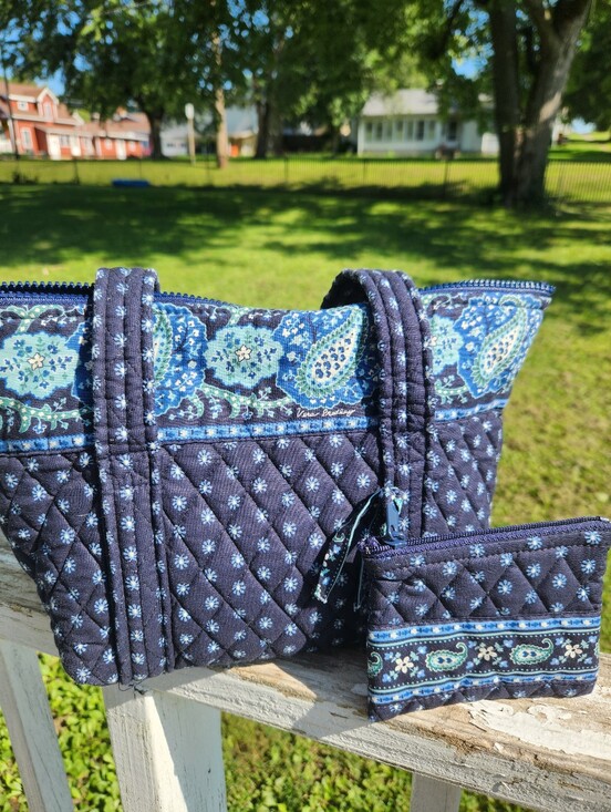 Vera Bradley Handbags - Vera Bradley Tote Bag in the retired Seaport Navy Quilted pattern.